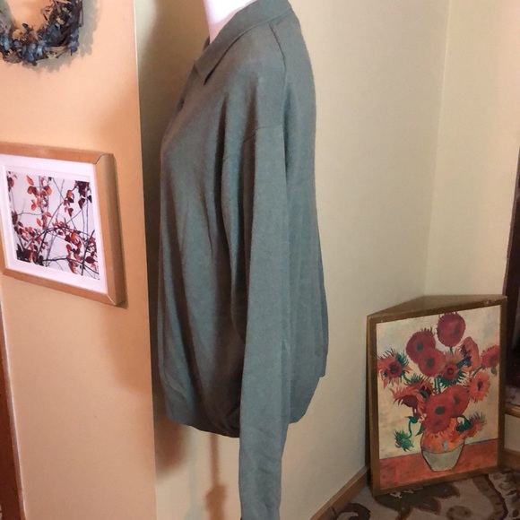 Vtg ALLEN SCULLY Size XL Mens 2-Ply Cashmere 3-BtnNeck Polo Sweaters Olive Green - Picture 7 of 12